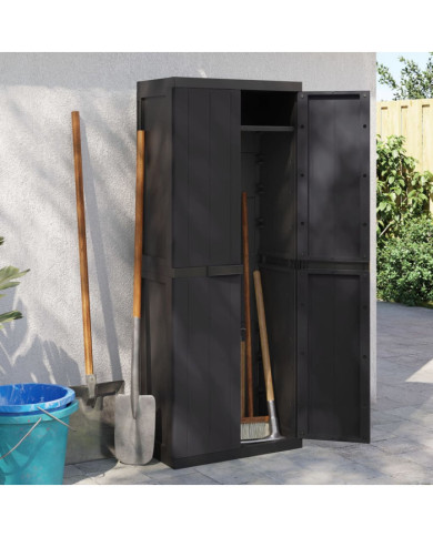 Armoire de rangement d'extérieur noir 65x37x165 cm PP | Mobilier & Déco