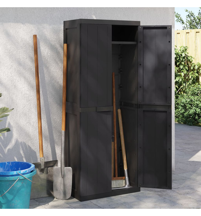 Armoire de rangement d'extérieur noir 65x37x165 cm PP | Mobilier & Déco