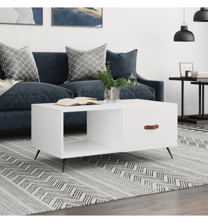 Table basse blanc 90x50x40 cm bois d'ingénierie | Mobilier & Déco