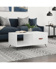 Table basse Blanc brillant 90x50x40 cm Bois d'ingénierie | Mobilier & Déco