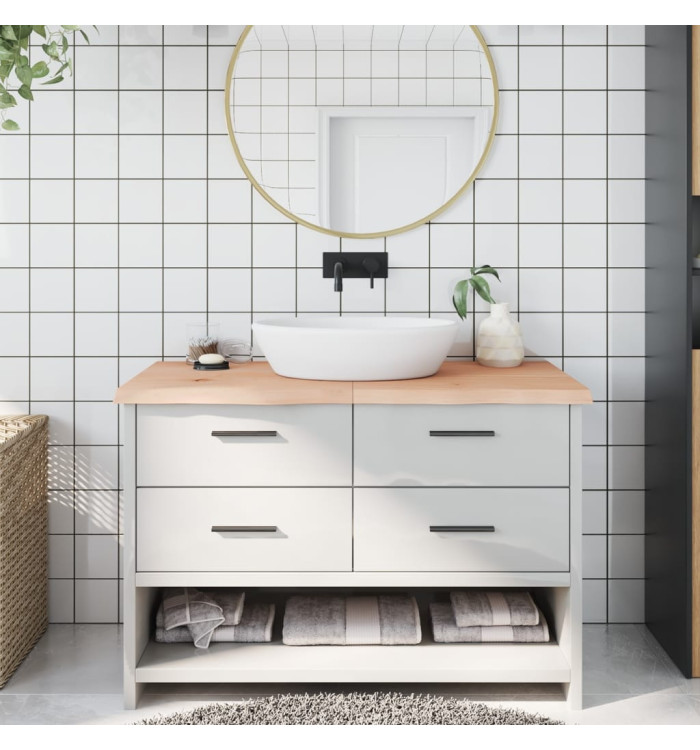 Comptoir de salle de bain 120x60x(2-4)cm bois massif non traité | Mobilier & Déco