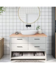 Comptoir de salle de bain 120x60x(2-4)cm bois massif non traité | Mobilier & Déco