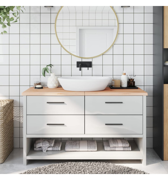 Comptoir de salle de bain 140x50x(2-4)cm bois massif non traité | Mobilier & Déco