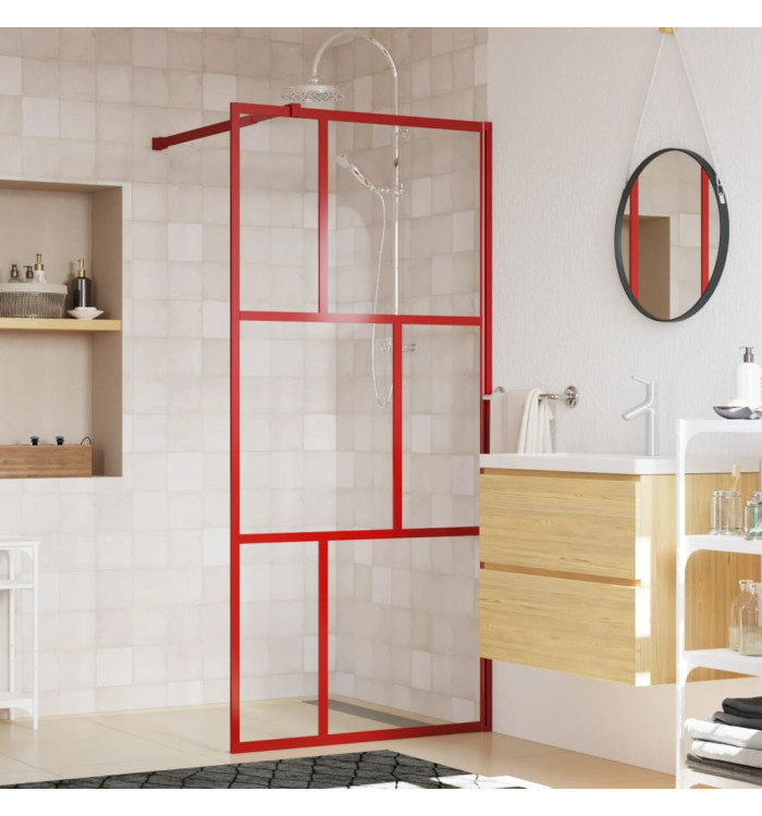 Paroi de douche avec verre ESG transparent rouge 80x195 cm | Mobilier & Déco