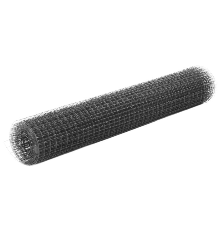 Grillage acier et revêtement en PVC 25 x 1 m gris | Mobilier & Déco