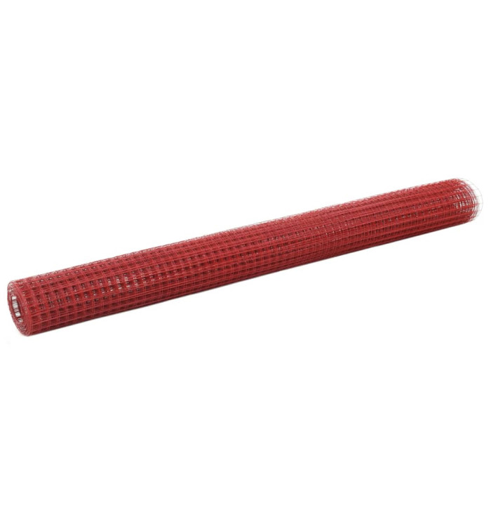 Grillage Acier avec revêtement en PVC 10x1,5 m Rouge | Mobilier & Déco