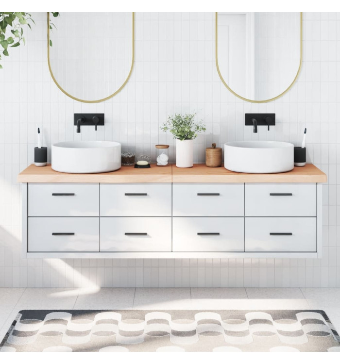 Comptoir de salle de bain 180x60x(2-6)cm bois massif non traité | Mobilier & Déco