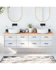 Comptoir de salle de bain 180x60x(2-6)cm bois massif non traité | Mobilier & Déco