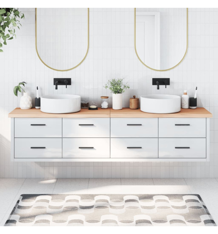 Comptoir de salle de bain 220x50x(2-4)cm bois massif non traité | Mobilier & Déco