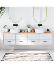 Comptoir de salle de bain 220x50x(2-4)cm bois massif non traité | Mobilier & Déco