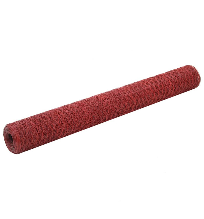 Grillage Acier avec revêtement en PVC 25x1,2 m Rouge | Mobilier & Déco