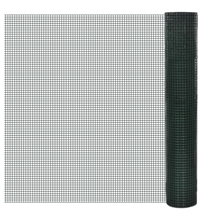 Grillage Acier galvanisé et revêtement en PVC 25 x 1 m Vert | Mobilier & Déco