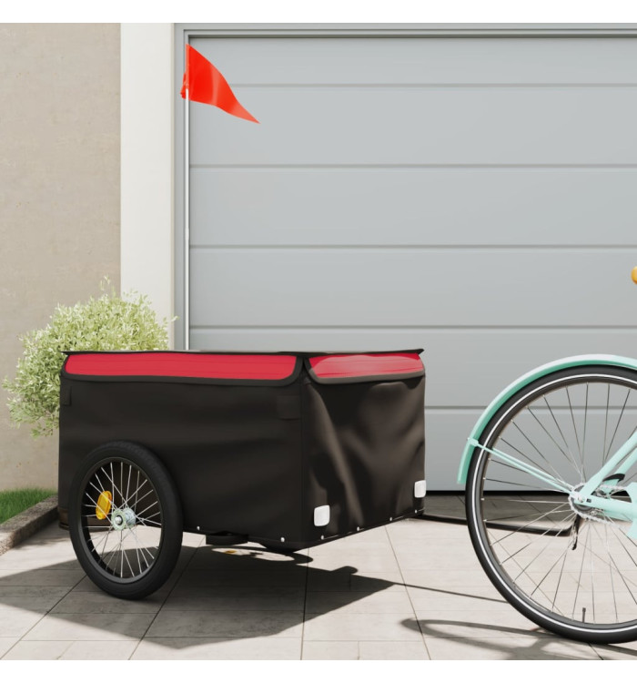 Remorque de vélo noir et rouge 45 kg fer | Mobilier & Déco