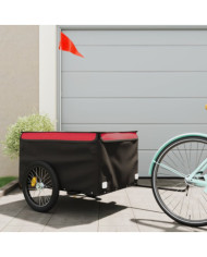Remorque de vélo noir et rouge 45 kg fer | Mobilier & Déco