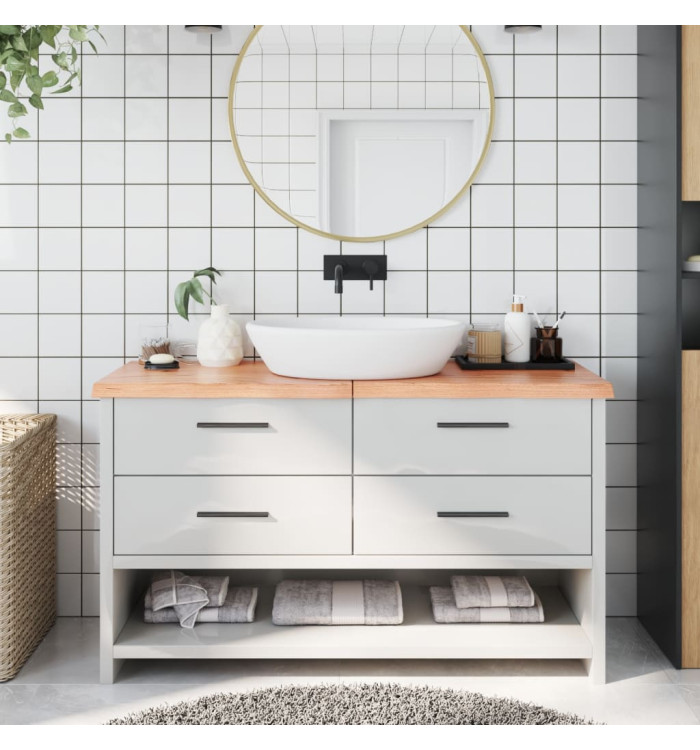 Comptoir de salle de bain marron 140x50x(2-4) cm bois traité | Mobilier & Déco