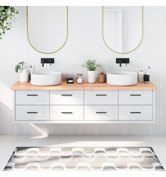 Comptoir de salle de bain marron 200x60x(2-4) cm bois traité | Mobilier & Déco