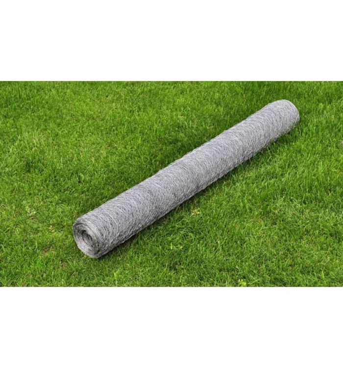 Grillage pour volière Acier galvanisé 25 x 1 m Argenté | Mobilier & Déco