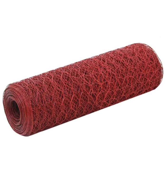 Grillage Acier avec revêtement en PVC 25x0,5 m Rouge | Mobilier & Déco
