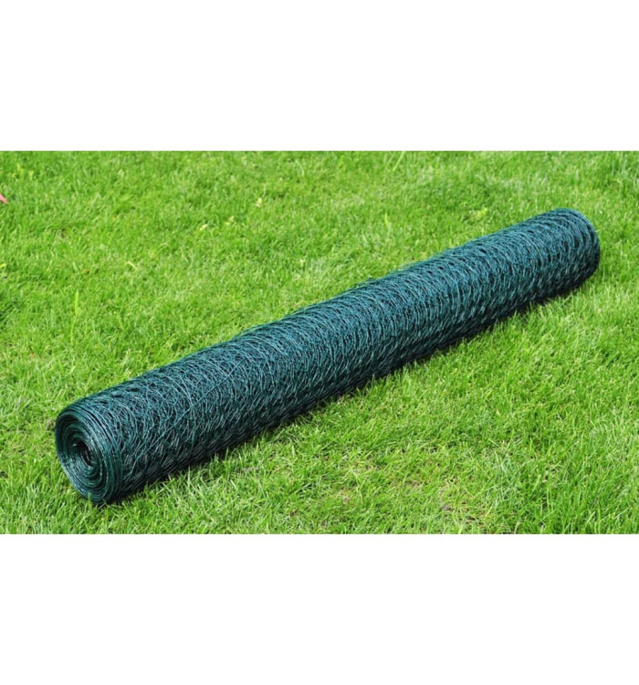 Grillage à poule avec revêtement en PVC 25x1 m vert | Mobilier & Déco