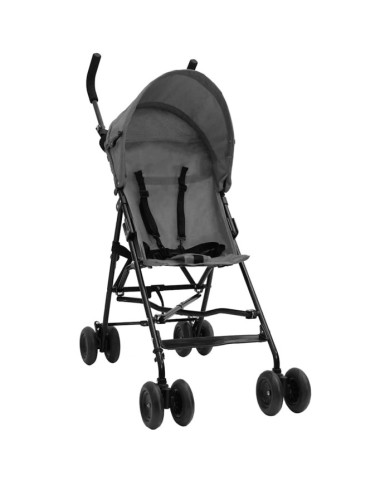 Poussette bébé Gris clair et noir Acier | Mobilier & Déco