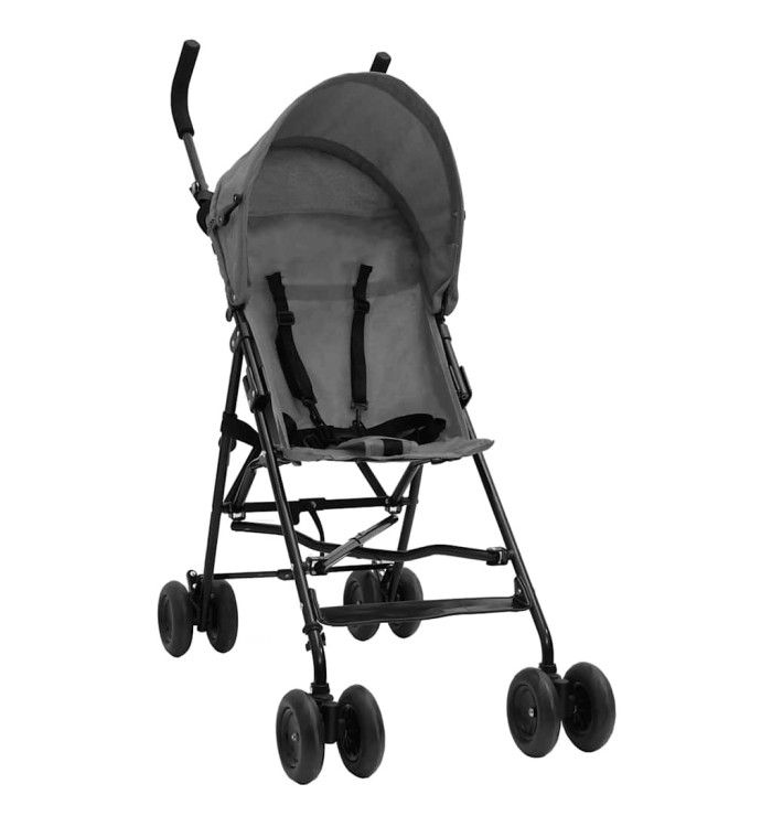 Poussette bébé Gris clair et noir Acier | Mobilier & Déco