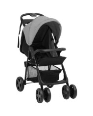 Poussette pour bébé 2-en-1 Gris clair et noir Acier | Mobilier & Déco