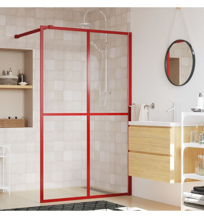 Paroi de douche avec verre ESG transparent rouge 140x195 cm | Mobilier & Déco