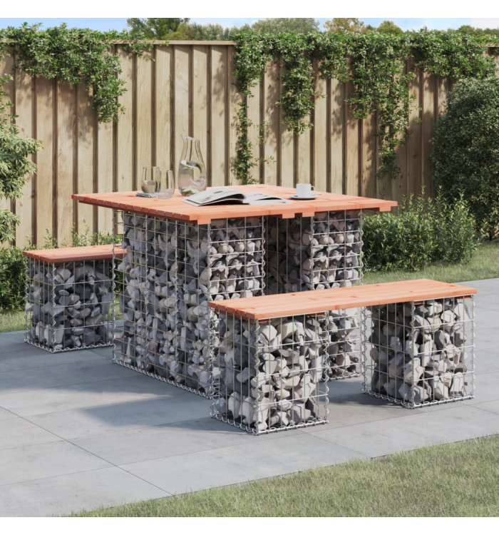 Banc jardin design gabion 100x102x72 cm bois massif de douglas | Mobilier & Déco