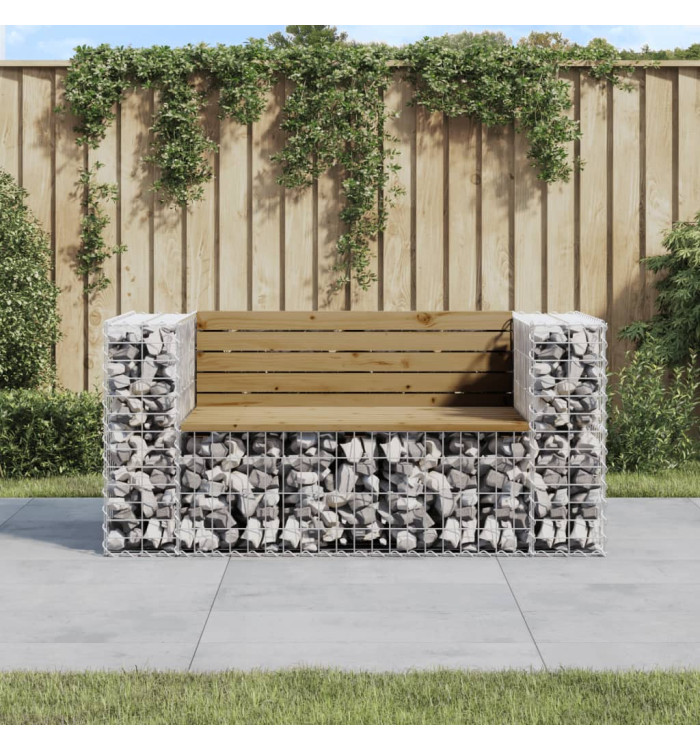 Banc de jardin design gabion 143x71x65,5cm bois de pin imprégné | Mobilier & Déco