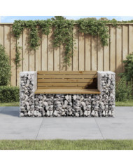 Banc de jardin design gabion 143x71x65,5cm bois de pin imprégné | Mobilier & Déco