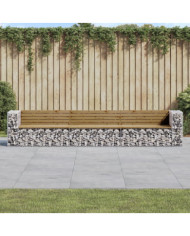 Banc de jardin design gabion 347x71x65,5cm bois de pin imprégné | Mobilier & Déco