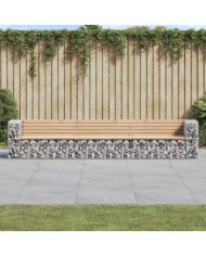 Banc de jardin design gabion 347x71x65,5 cm bois massif de pin | Mobilier & Déco