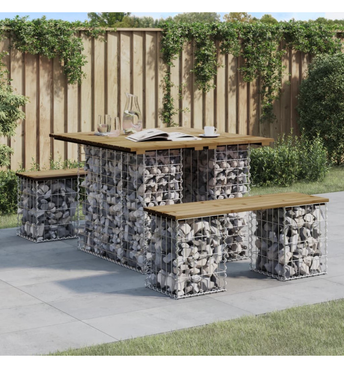 Banc de jardin design gabion 100x102x72 cm bois de pin imprégné | Mobilier & Déco