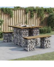 Banc de jardin design gabion 100x102x72 cm bois de pin imprégné | Mobilier & Déco