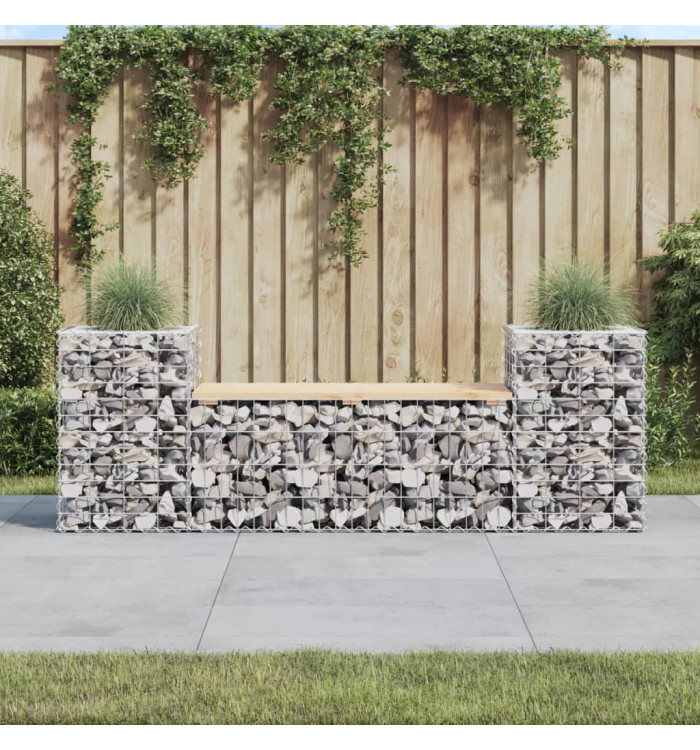 Banc de jardin design gabion 183x41x60,5 cm bois massif de pin | Mobilier & Déco
