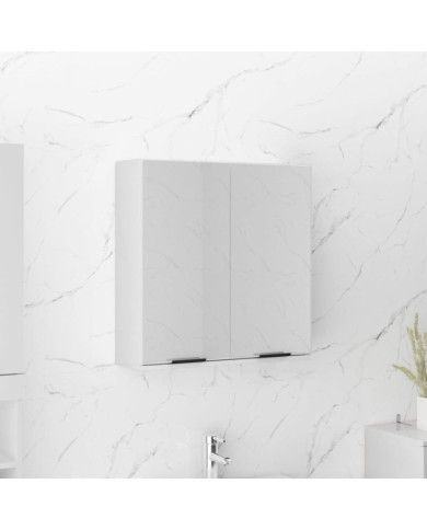 Armoire à miroir de salle de bain Blanc brillant 64x20x67 cm | Mobilier & Déco