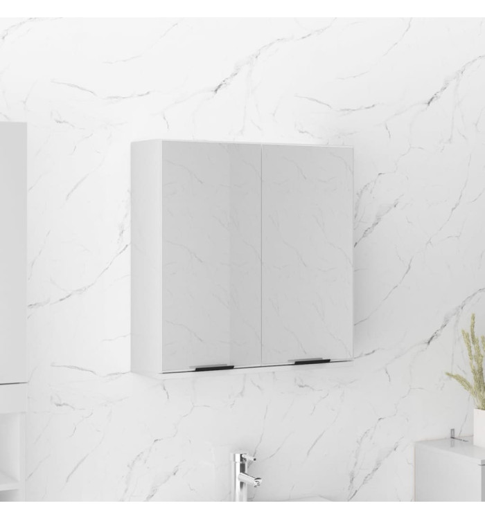 Armoire à miroir de salle de bain Blanc brillant 64x20x67 cm | Mobilier & Déco