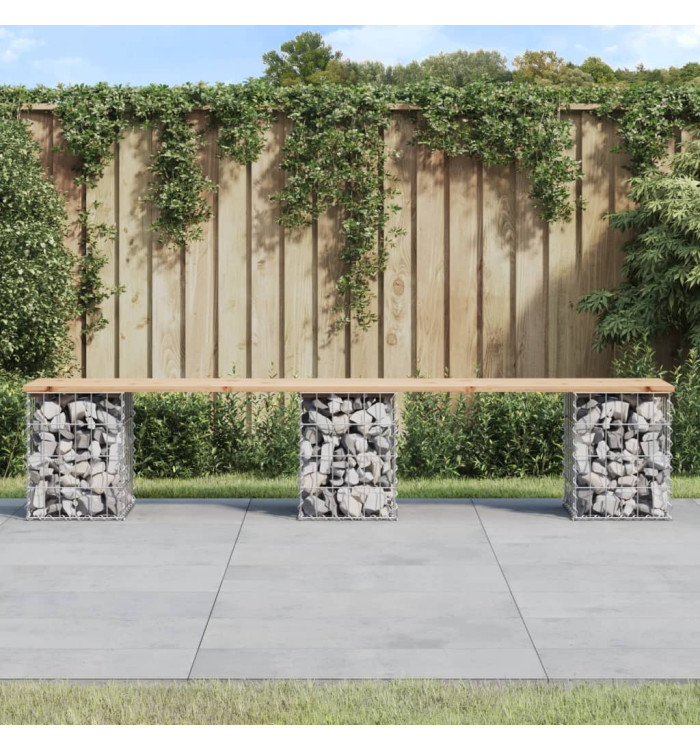 Banc de jardin design de gabion 203x31x42 cm bois massif de pin | Mobilier & Déco