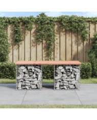 Banc de jardin design gabion 103x44x42cm bois massif de douglas | Mobilier & Déco