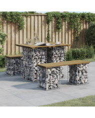 Banc de jardin design gabion 100x70x72 cm bois de pin imprégné | Mobilier & Déco