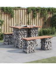 Banc de jardin design gabion 100x70x72cm bois massif de douglas | Mobilier & Déco