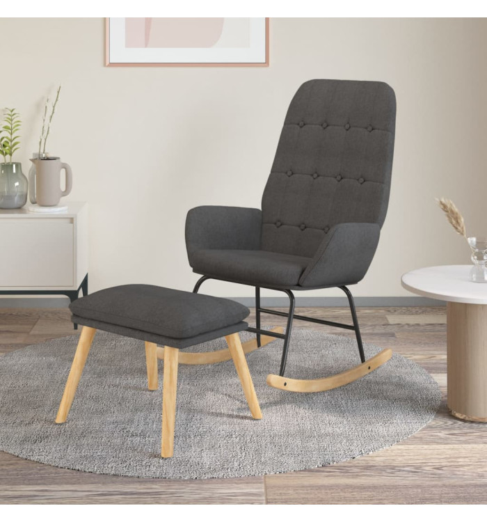 Chaise à bascule avec repose-pied Gris foncé Tissu | Mobilier & Déco