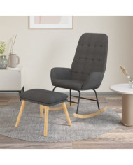 Chaise à bascule avec repose-pied Gris foncé Tissu | Mobilier & Déco