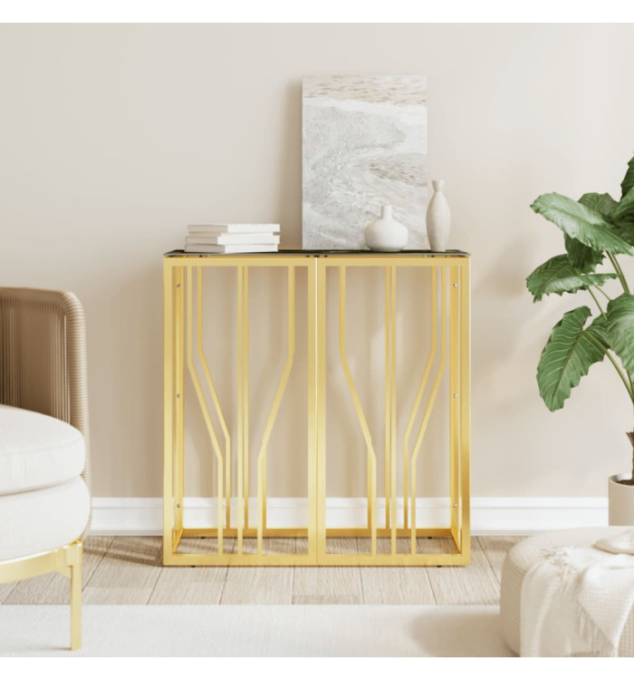 Table console doré 70x30x70 cm acier inoxydable et verre | Mobilier & Déco
