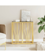 Table console doré 70x30x70 cm acier inoxydable et verre | Mobilier & Déco