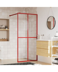 Paroi de douche avec verre ESG transparent rouge 100x195 cm | Mobilier & Déco