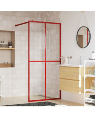 Paroi de douche avec verre ESG transparent rouge 90x195 cm | Mobilier & Déco