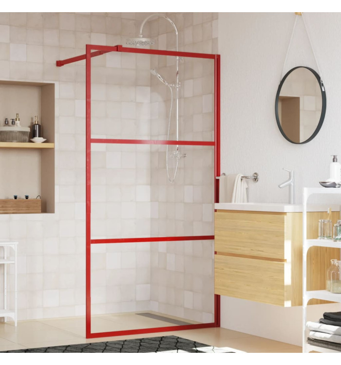 Paroi de douche avec verre ESG transparent rouge 100x195 cm | Mobilier & Déco