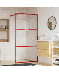 Paroi de douche avec verre ESG transparent rouge 100x195 cm | Mobilier & Déco