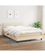 Sommier à lattes de lit avec matelas Crème 140x200 cm Tissu | Mobilier & Déco